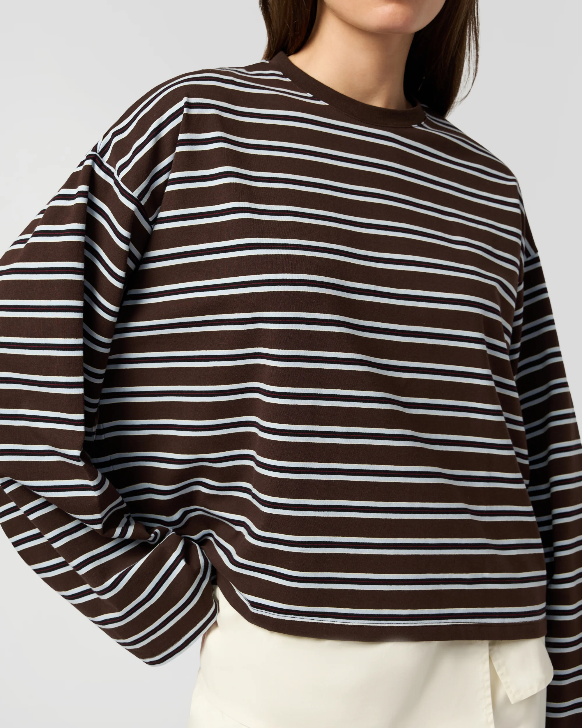 Boxy Oversized Striped Crew Neck Top - Image 5