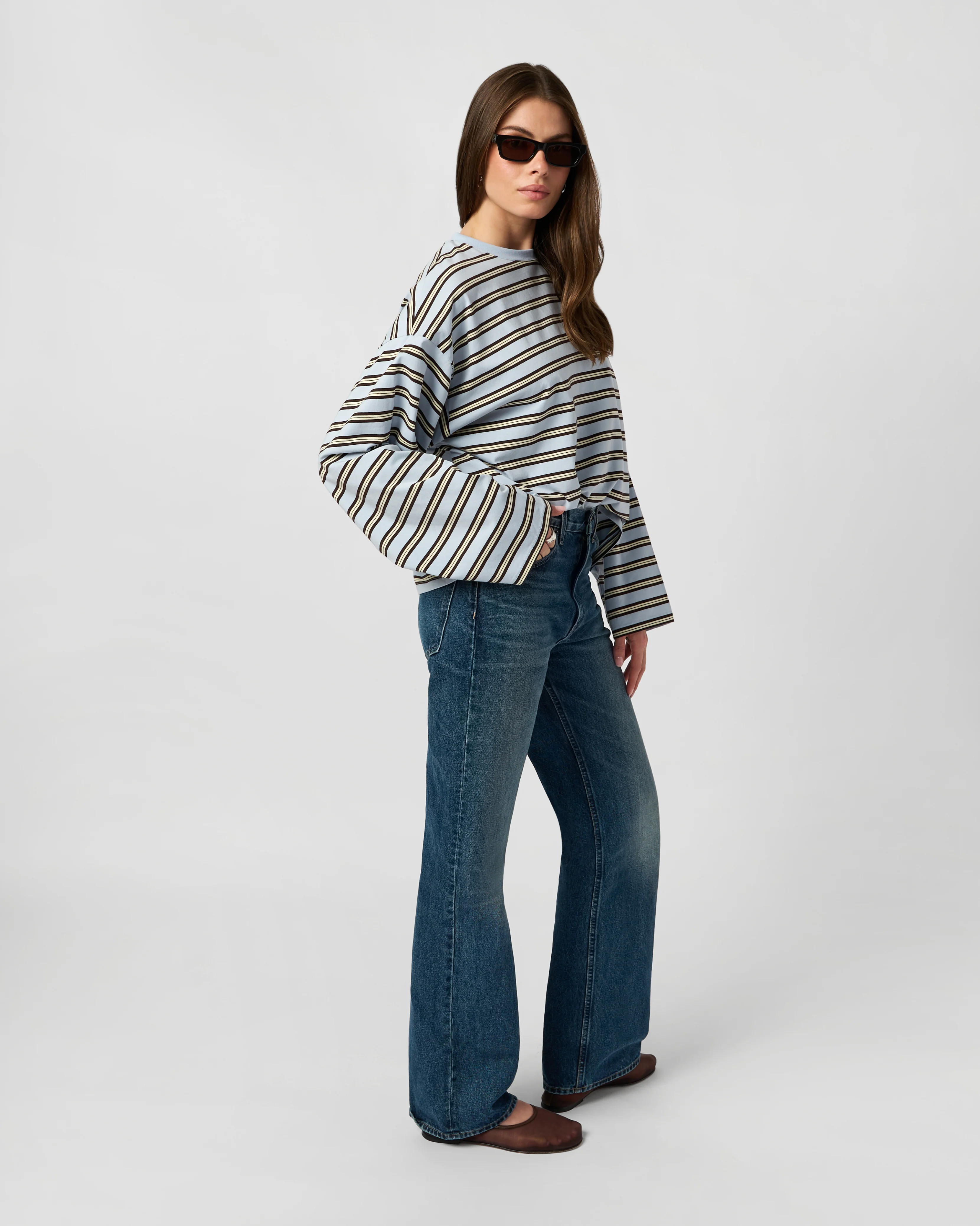 Boxy Oversized Striped Crew Neck Top - Image 6