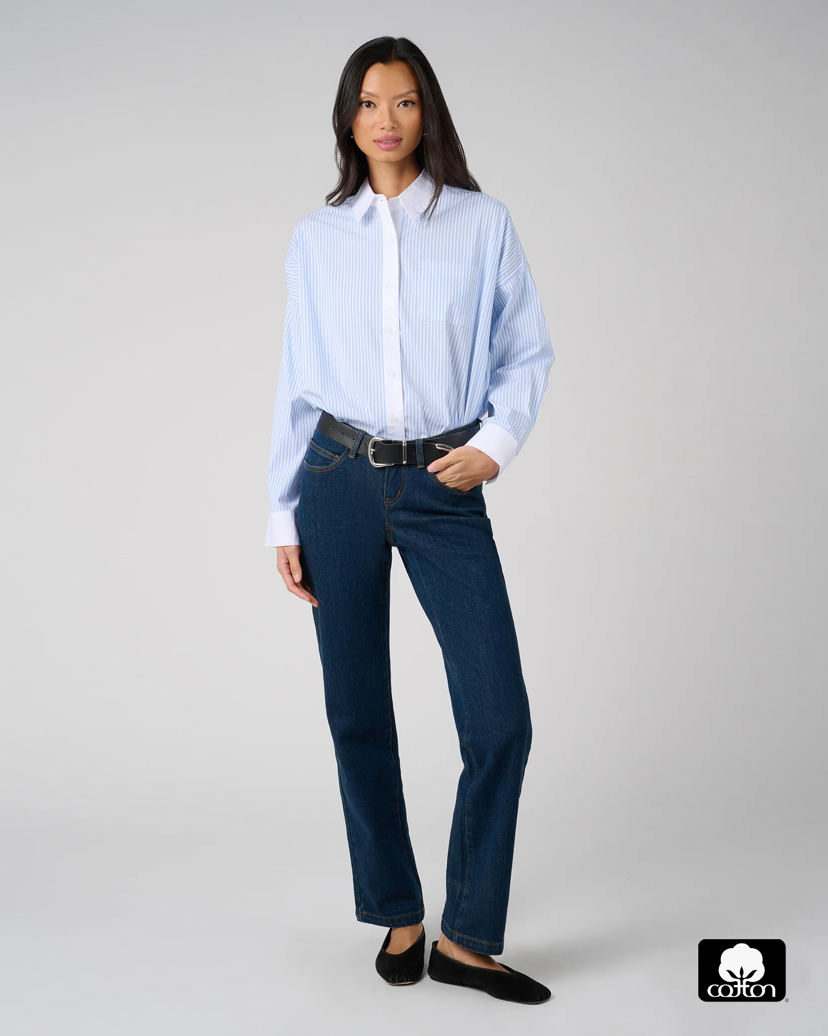 Cropped Button Front Shirt - Image 4