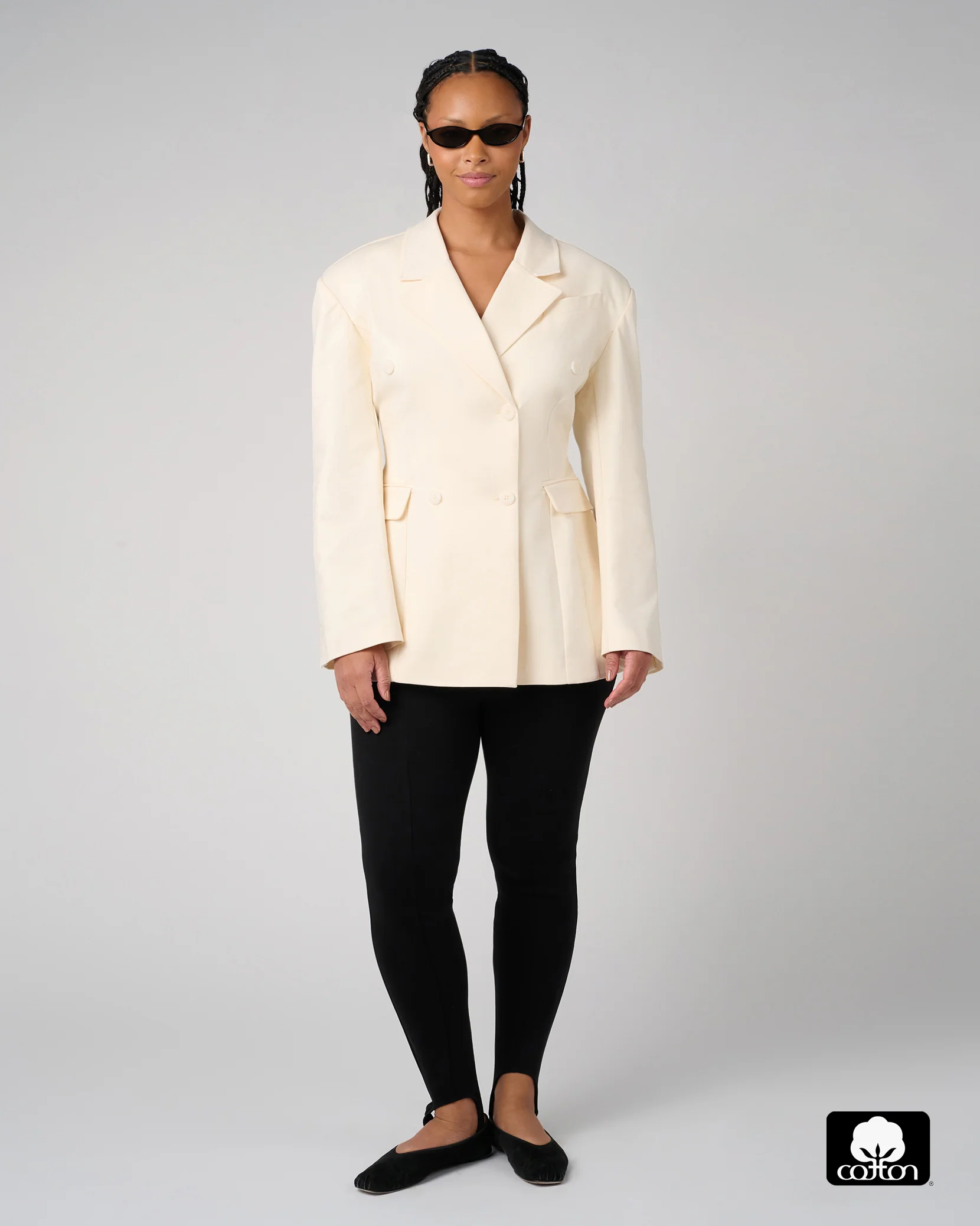 Double Breasted Cinched Waist Blazer - Image 4