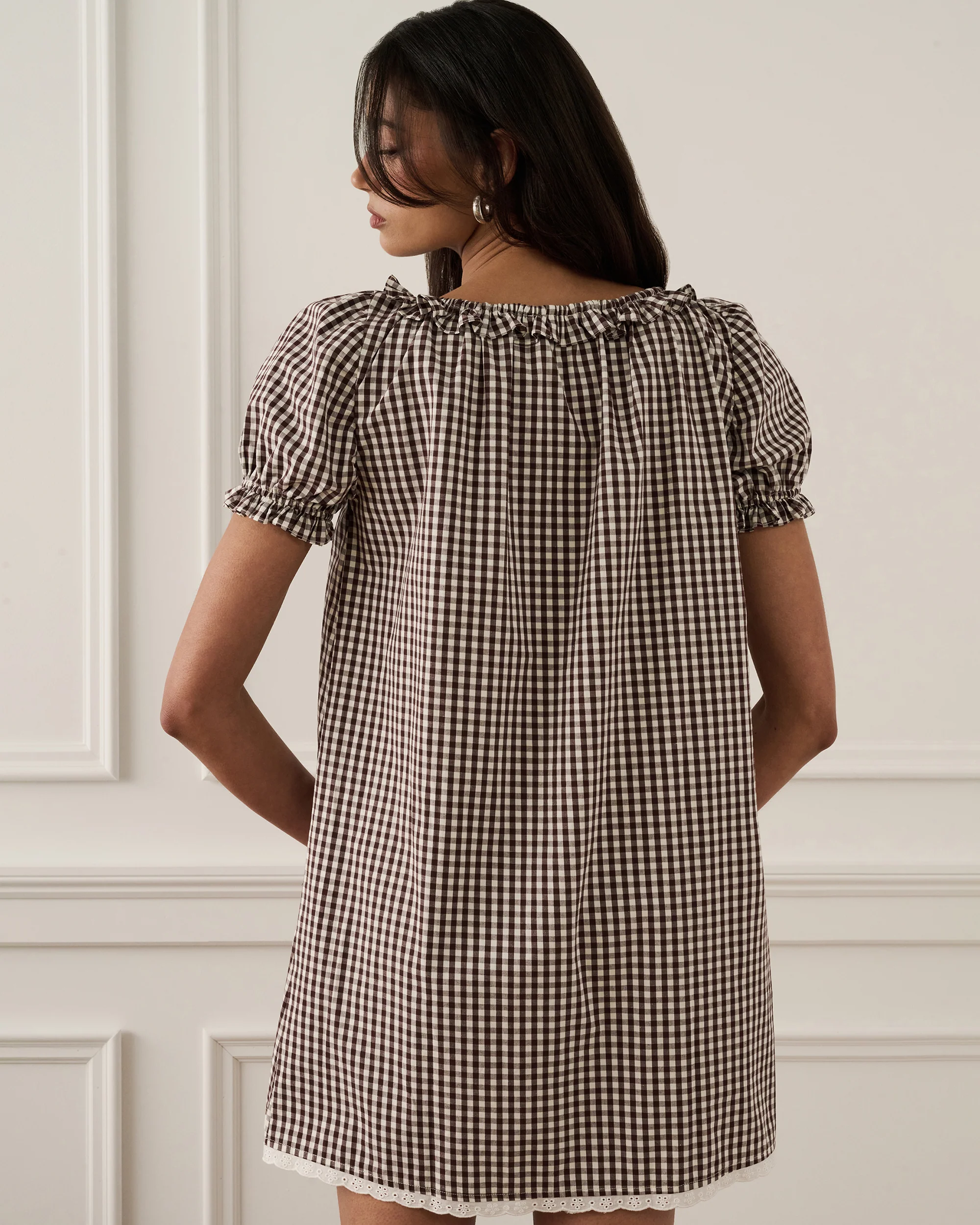 Puff Sleeve Button Up Mini Dress - Image 6