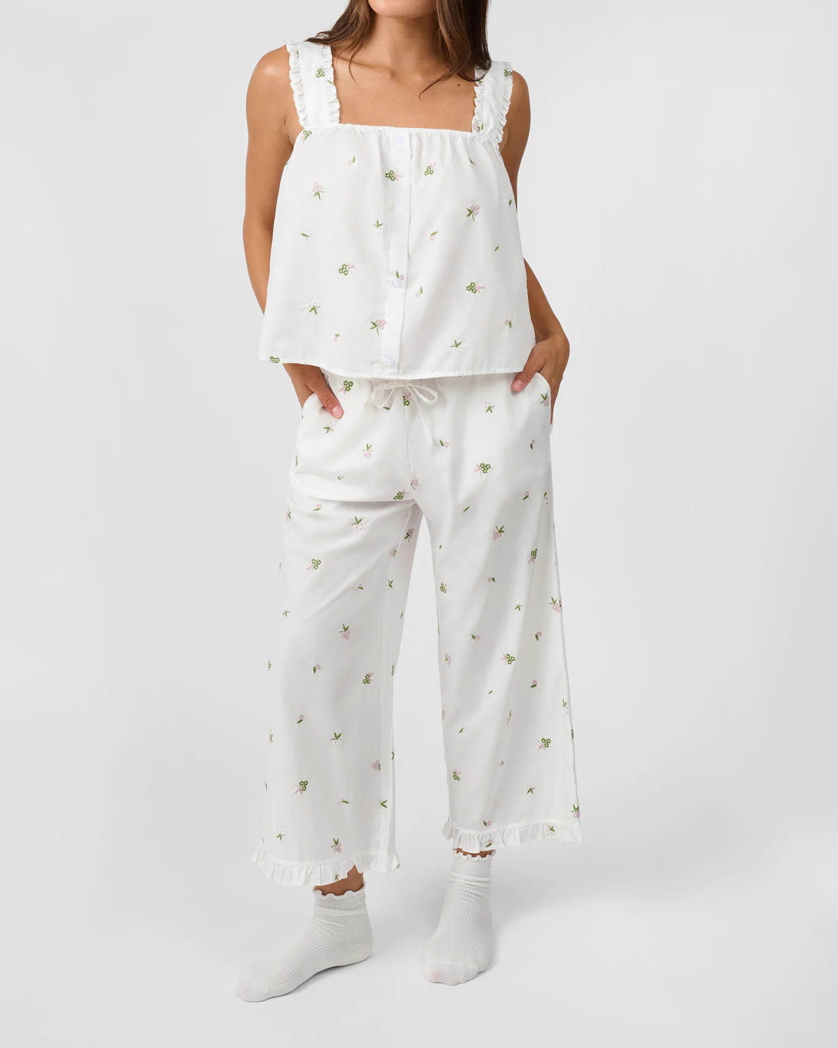 Ruffle Button Front Tank Top - Image 3