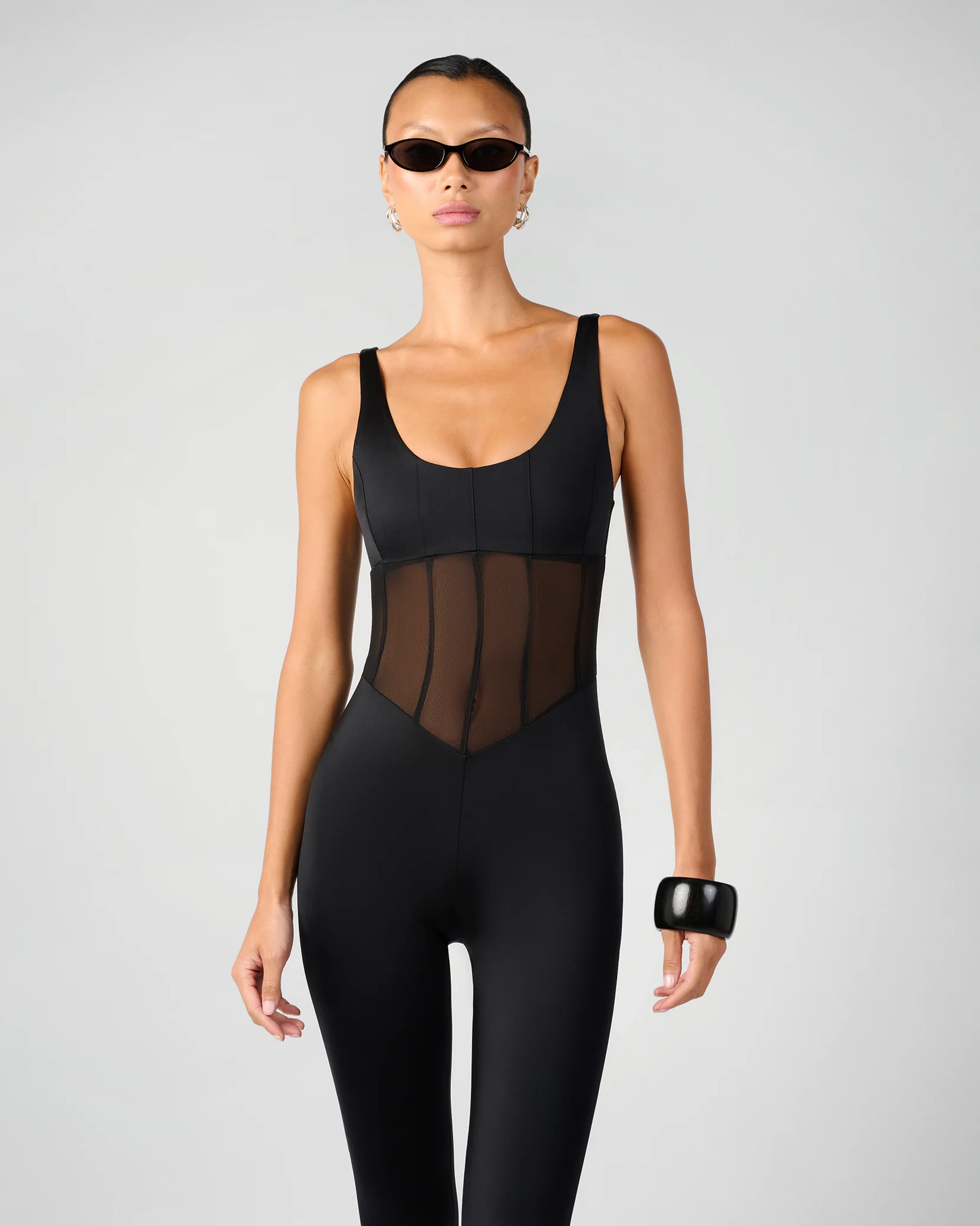 Spandex Sheer Panel Bodysuit - Image 4