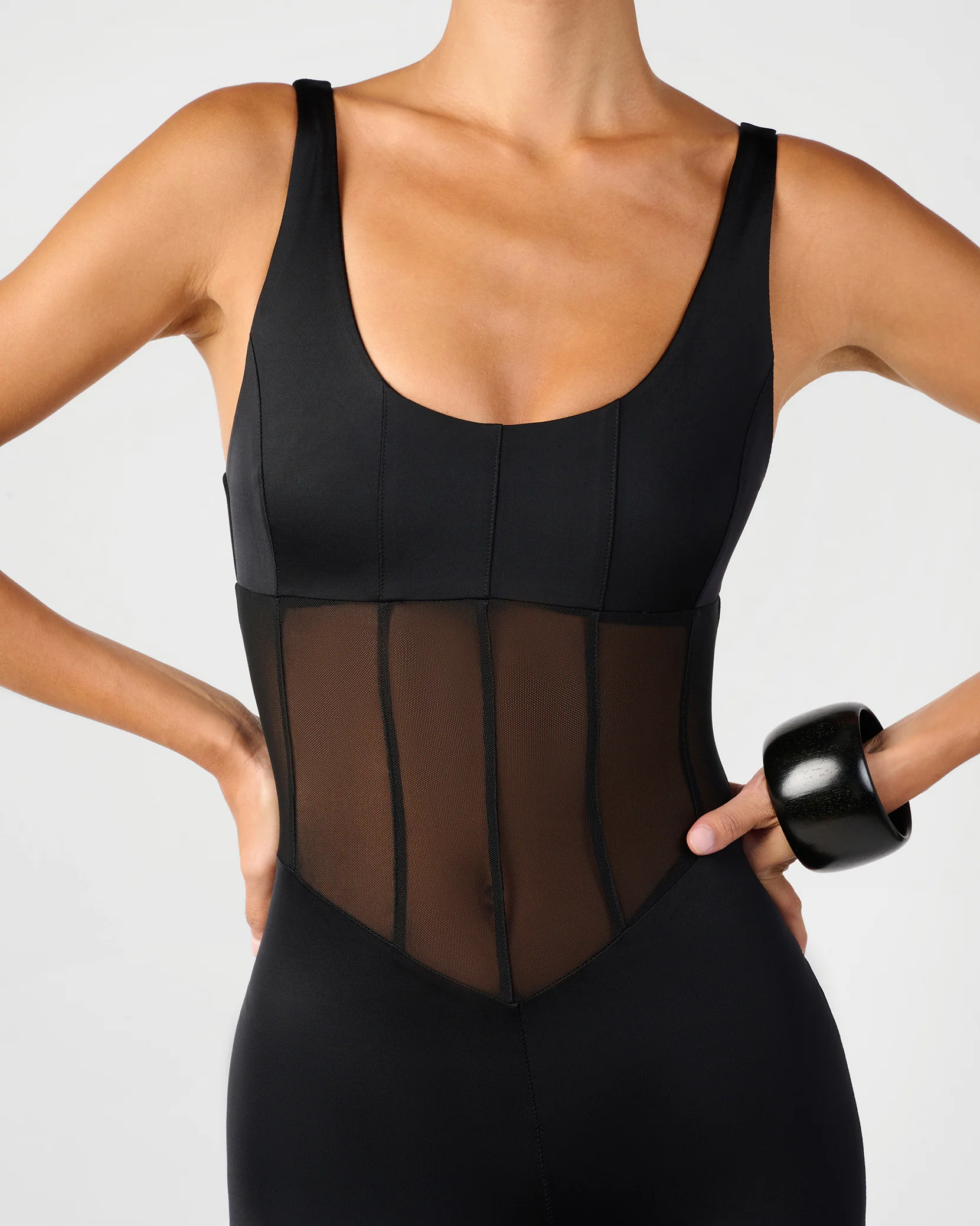 Spandex Sheer Panel Bodysuit - Image 5